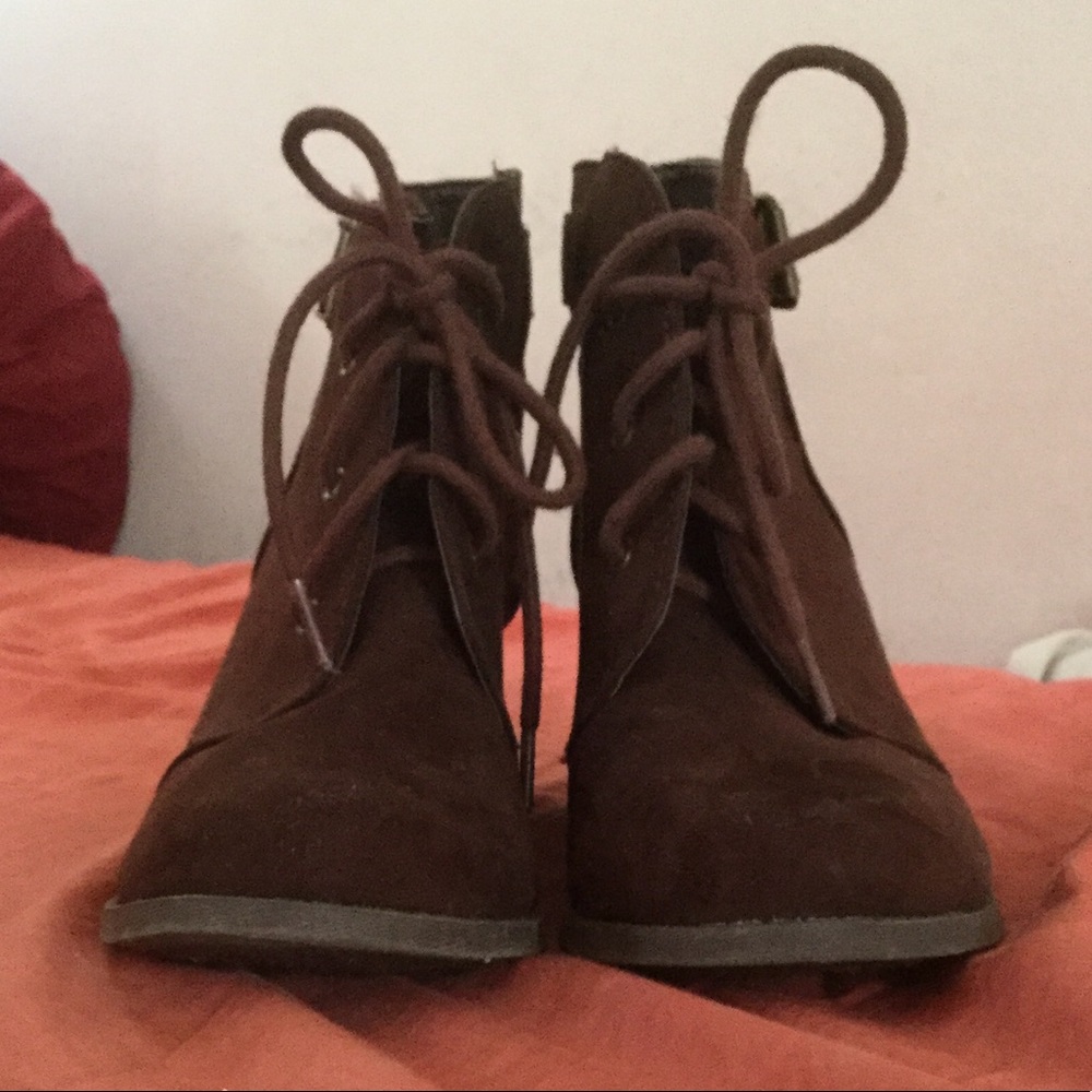 Brown suede booties